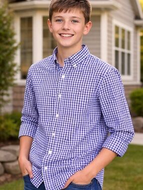 Classic Blue Gingham Button-Down Shirt for Men